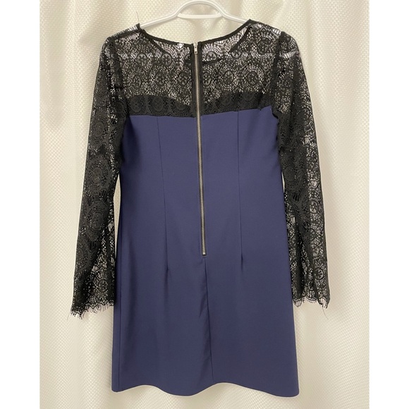 Navy mini dress with Lace flare sleeves - Picture 3 of 3